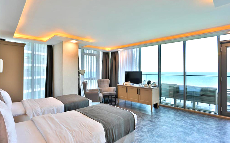 მაისი, ივნისი, სექტემბერი, ბათუმში აპარტამენტი 2 სტუმარზე ზღვის ხედით, აივნით და სამზარეულოთი