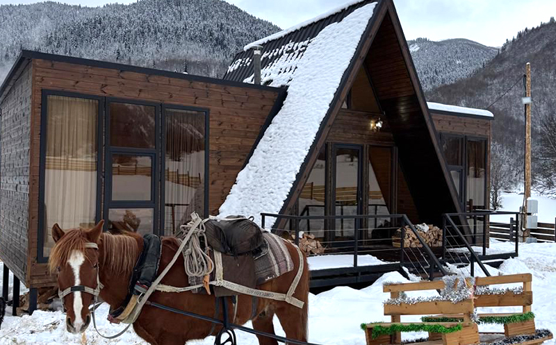 სვანეთში, კოტეჯი 2, 3 ან 4-5 სტუმარზე ბუხრით