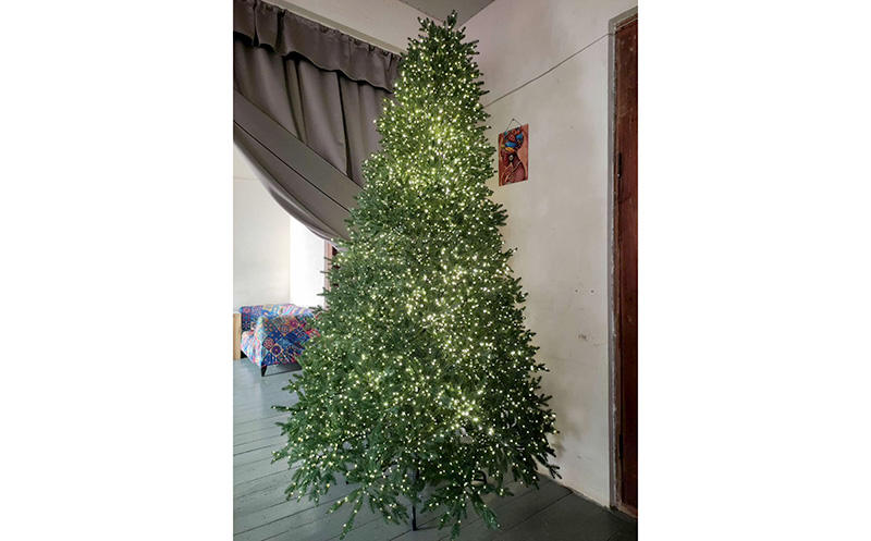 სილიკონის მწვანე ნაძვის ხე (300 სმ), საჩუქრად: განათება