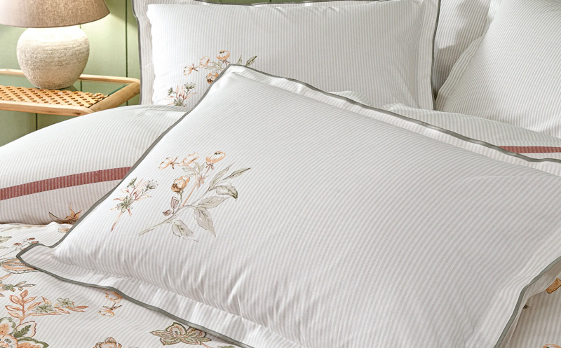 თეთრეულის კომპლექტი 160X220 IMELDA RNF BEDDING SET - SAGE